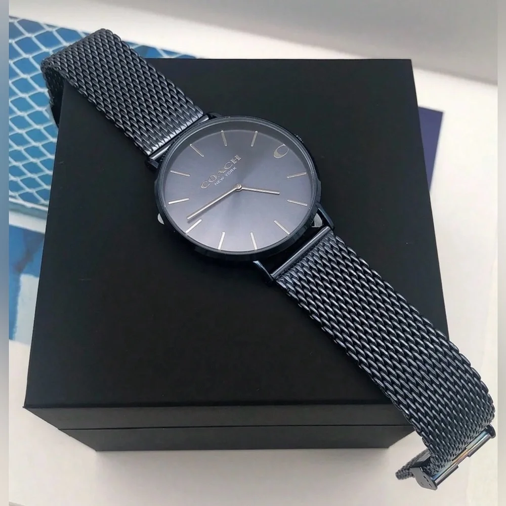 Coach Charles Blue Dial Blue Mesh Bracelet Watch For Men